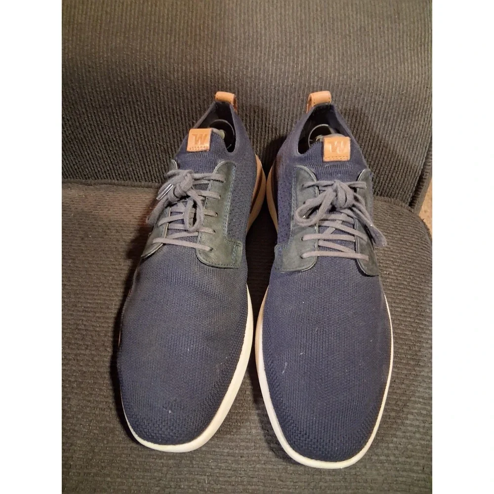 Wolf & Shepherd Swiftknit Derby Shoes Men's Size 11 Navy Leather Pull‎ Tab
